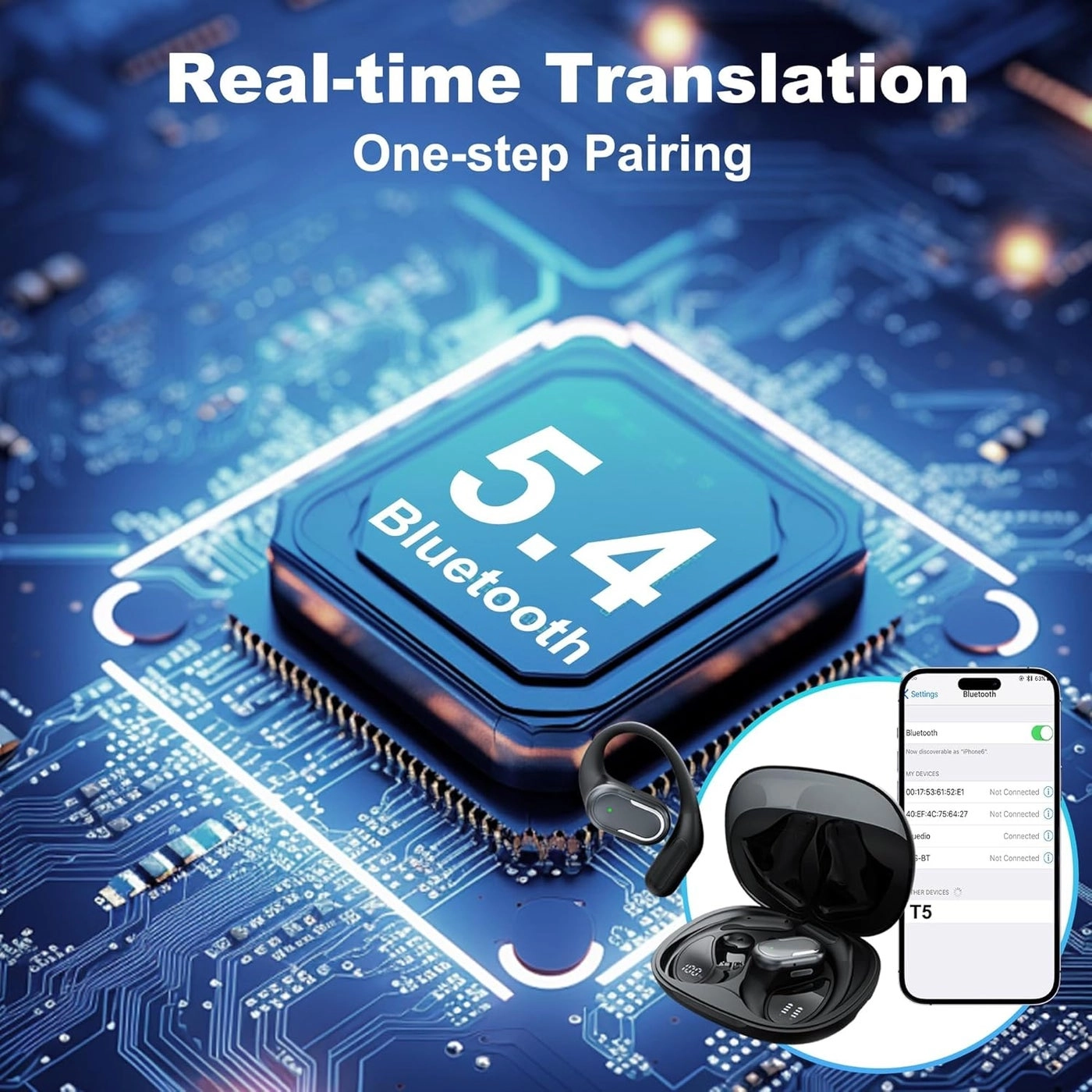 Language Translator Earbuds - Real-Time Audio & Text Supports 140+ Languages