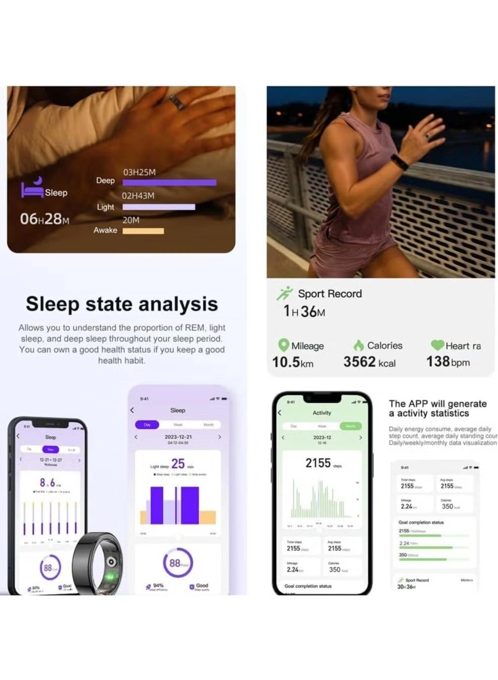 Smart Ring - Heart Rate Waterproof Black #11