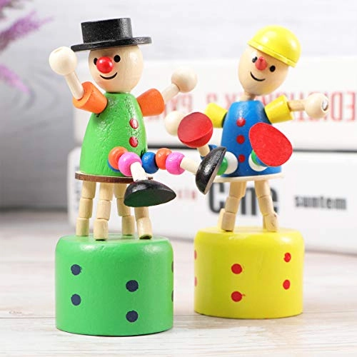 Wooden Push up Toy - 5pcs Clown