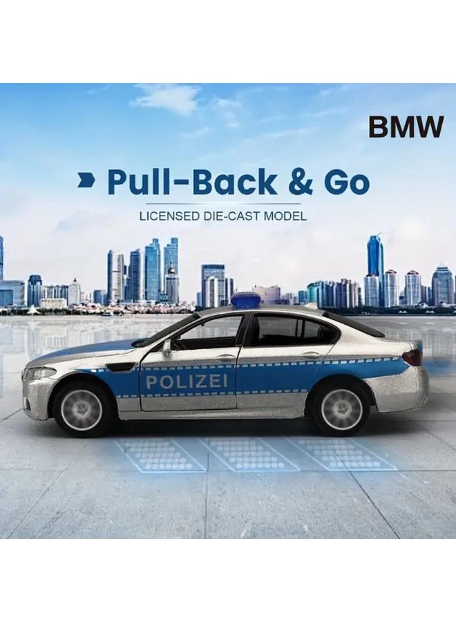 M5 Police Car - Grey Blue Alloy Pull-Back Action