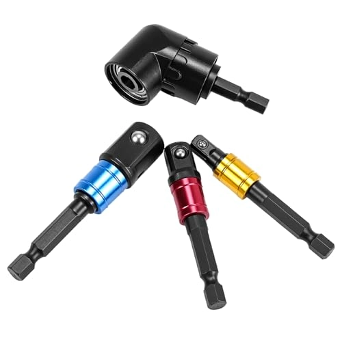 105° Angle Screwdriver Attachment Adapter - Hex Drill Shank 1/4" 3/8" 1/2" Black