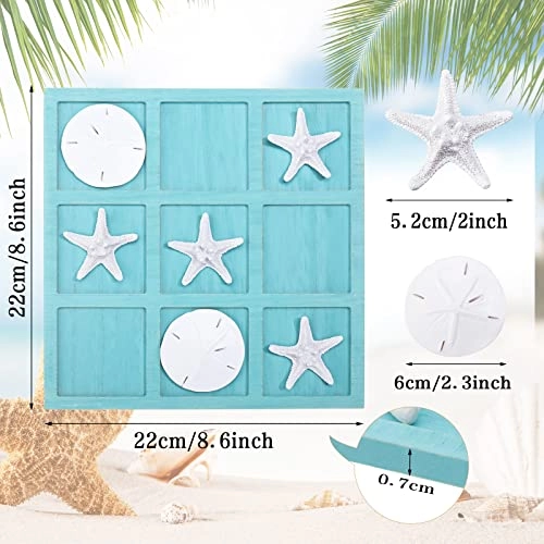 Tic Tac Toe - Beach House Decor Wooden Resin Seashell Starfish