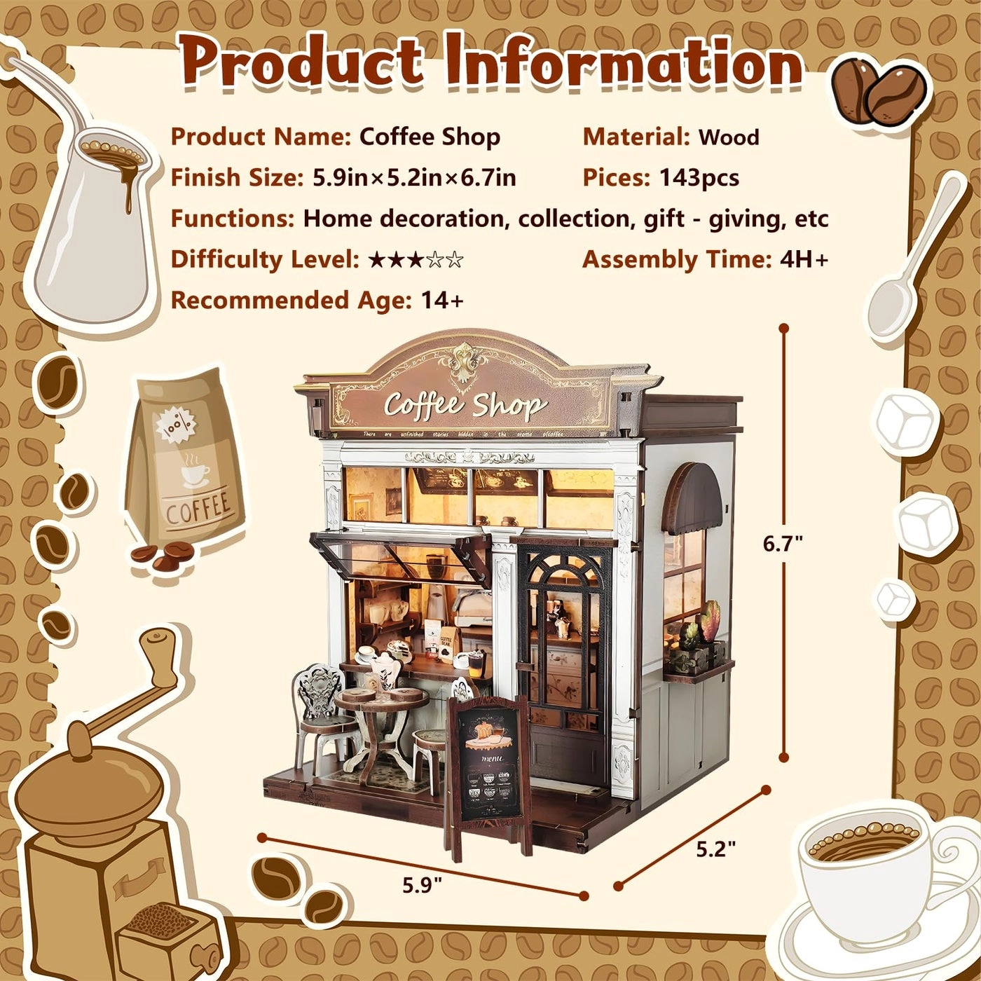 Coffee Shop Book Nook Kit - Retro Coffee Shop
