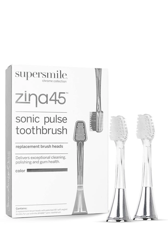 Supersmile Zina45 Brush Head - Silver Pack of 2