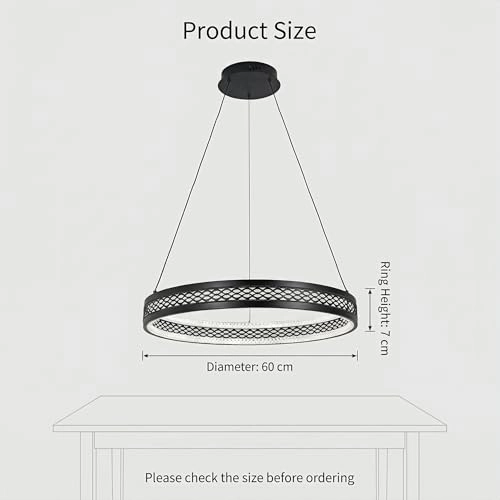 Single Ring White LED Chandelier - 3000K-6000K Dimmable