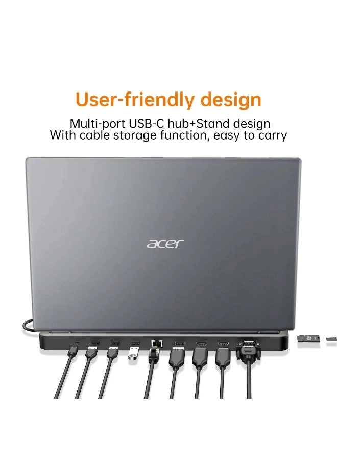 13-in-1 USB-C Mini-Dock and Notebook Stand - HP.DSCAB.015 100W PD 4K@60Hz