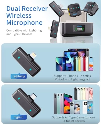 Wireless Lavalier Microphone - 30H+ Battery Life USB Type-C