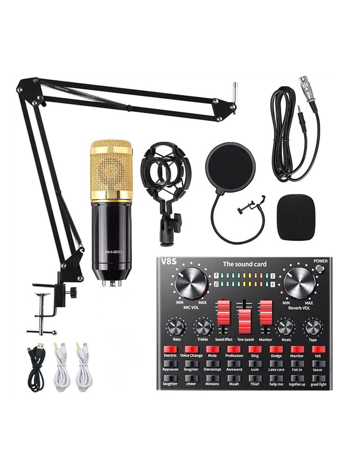 BM-800 + V8S Wired Microphone Studio Recording Broadcasting Set
