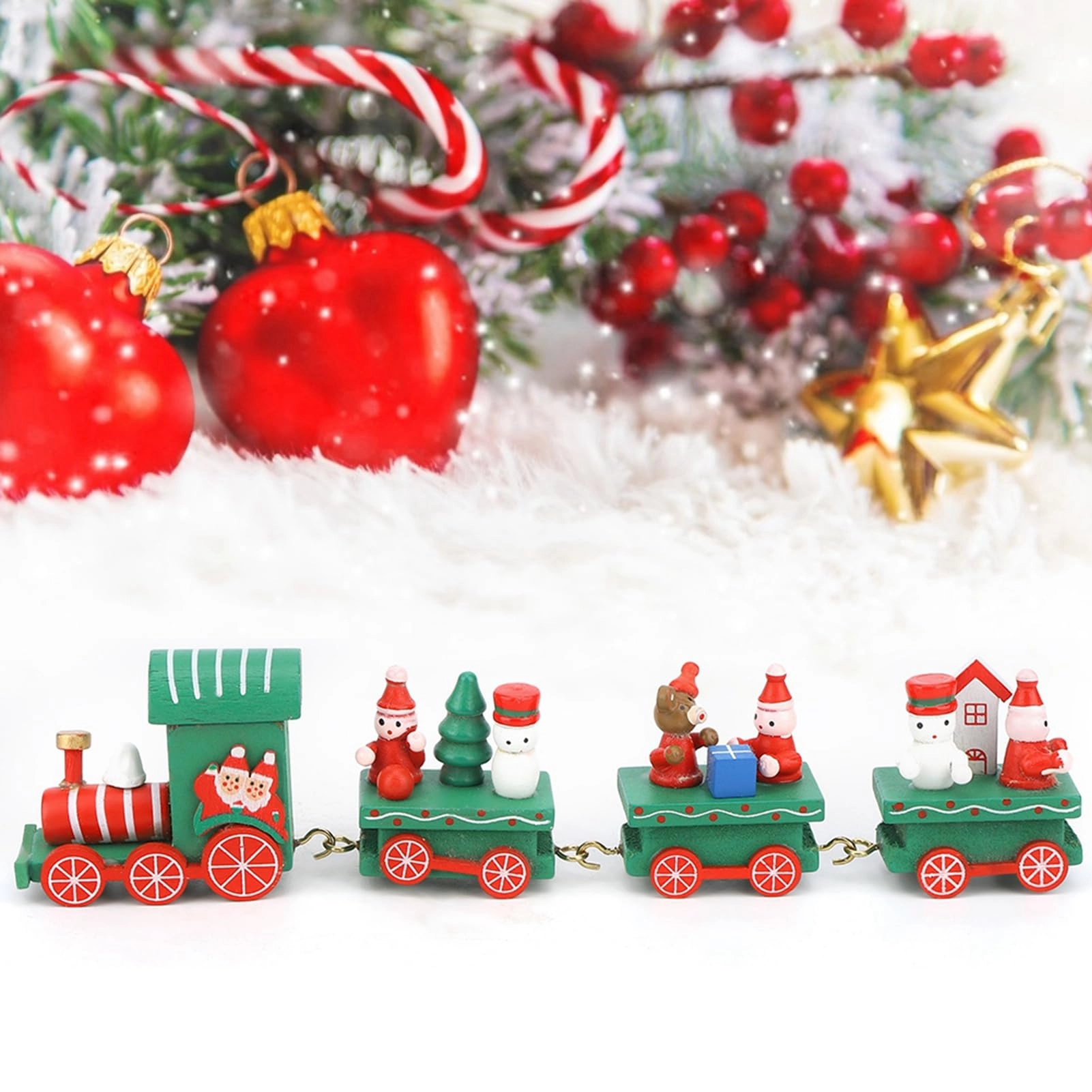 GLOGLOW Wooden Christmas Train - 18 months - 3 years