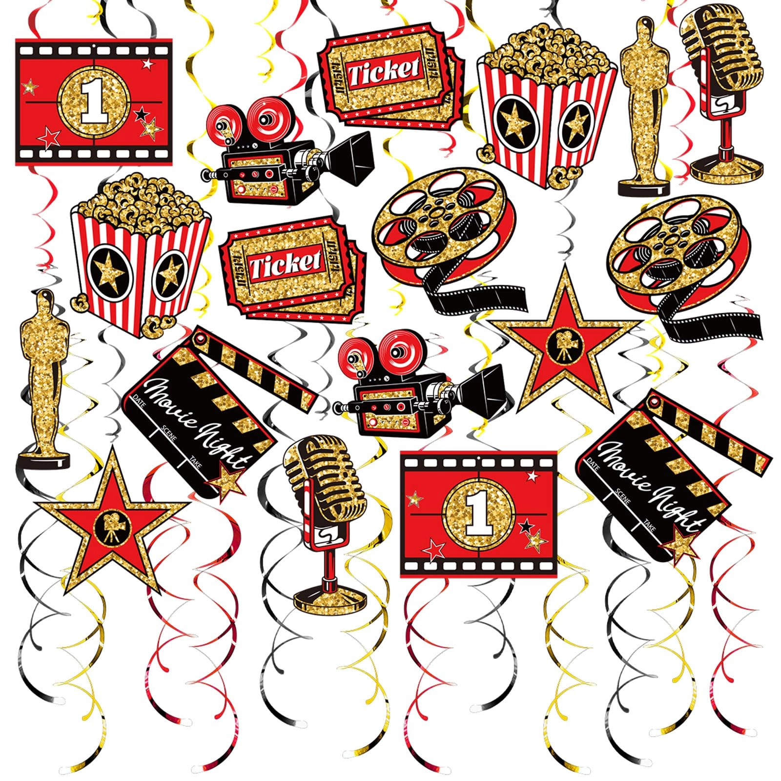 vsosfiza Party Hanging Swirls - 48 Pcs Dog Birthday