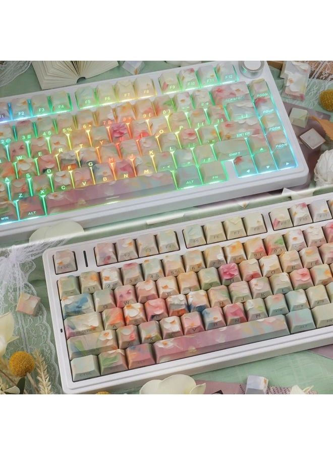 Garden Oil Painting PBT Keycap Set - 133-Key