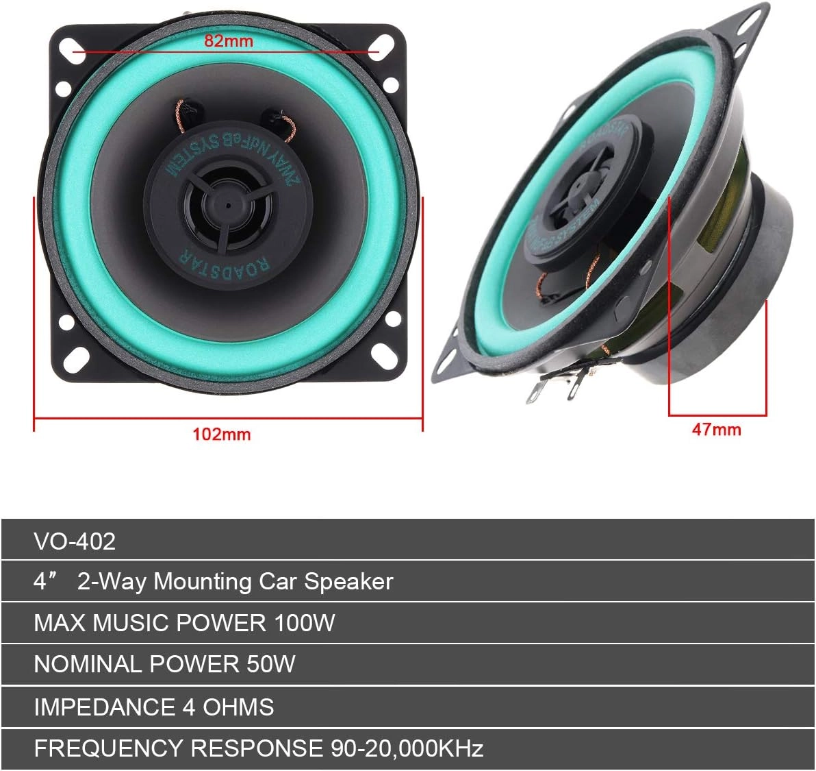Car HiFi Coaxial Speaker - 4 Inch