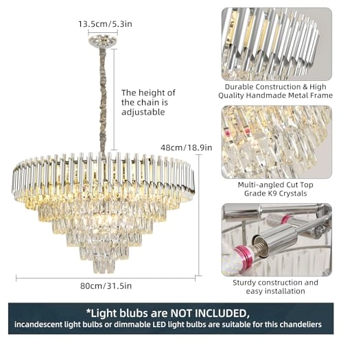 Chrome Crystal Chandelier - Dimmable