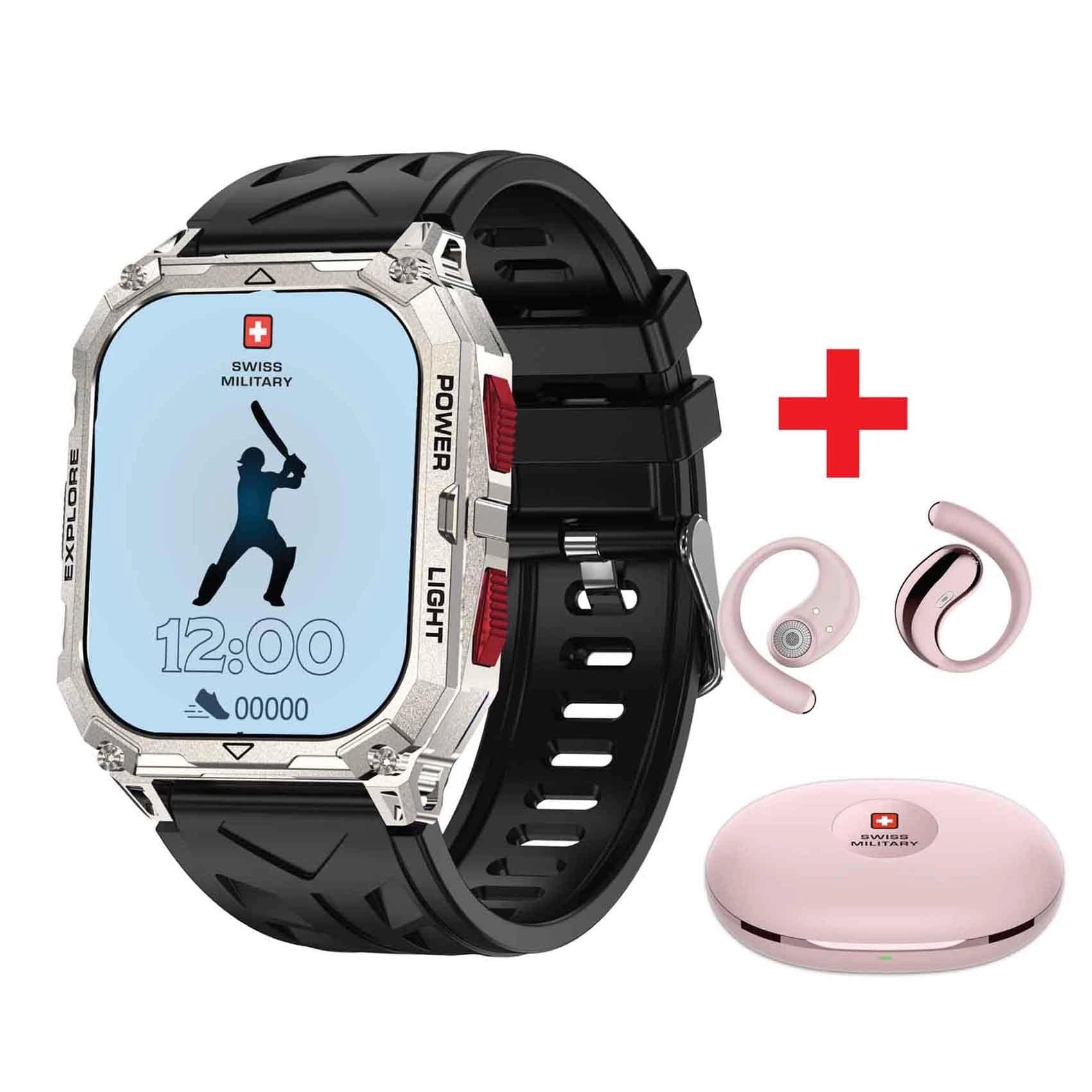 Swiss Military Alps Sports Smartwatch SF RB - 1.3in + TWS Wireless Earbuds