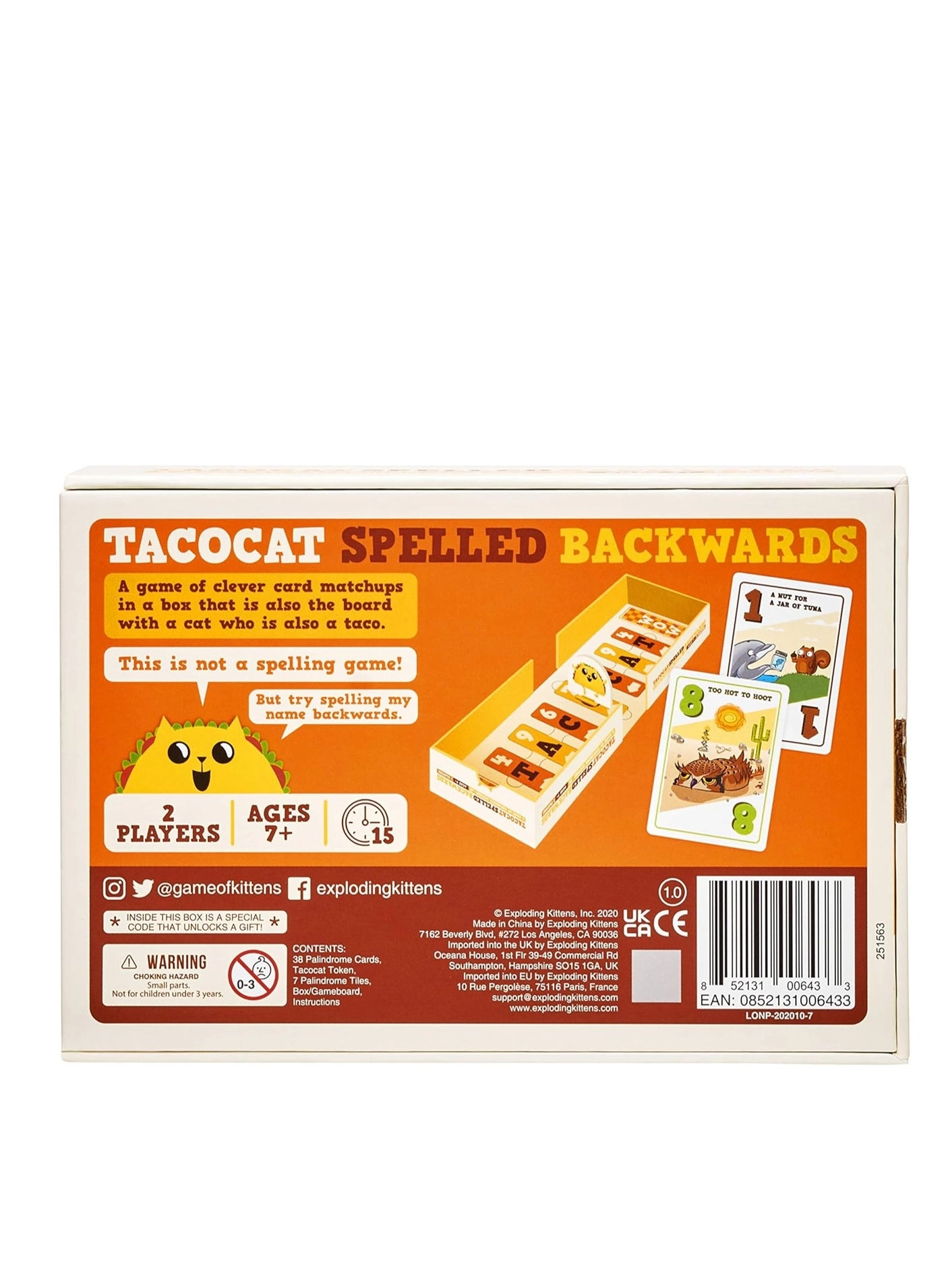 Exploding Kittens: Tacocat Spelled Backwards - Card Game