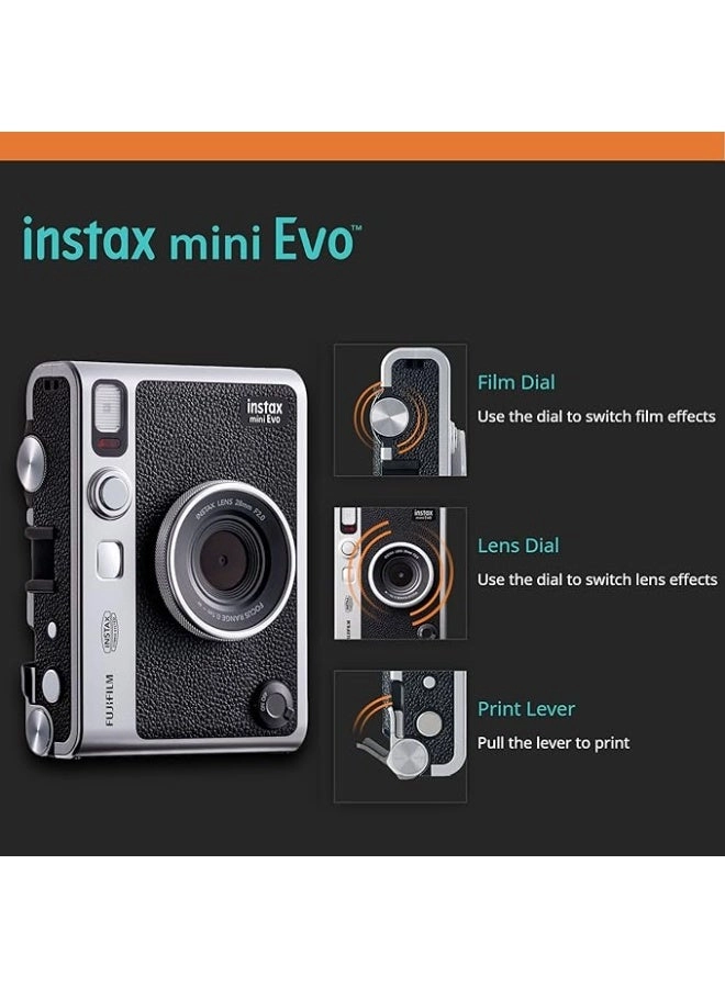 Mini EVO - Hybrid Black + Mini Instant Film - 2x Mini Twin Pack