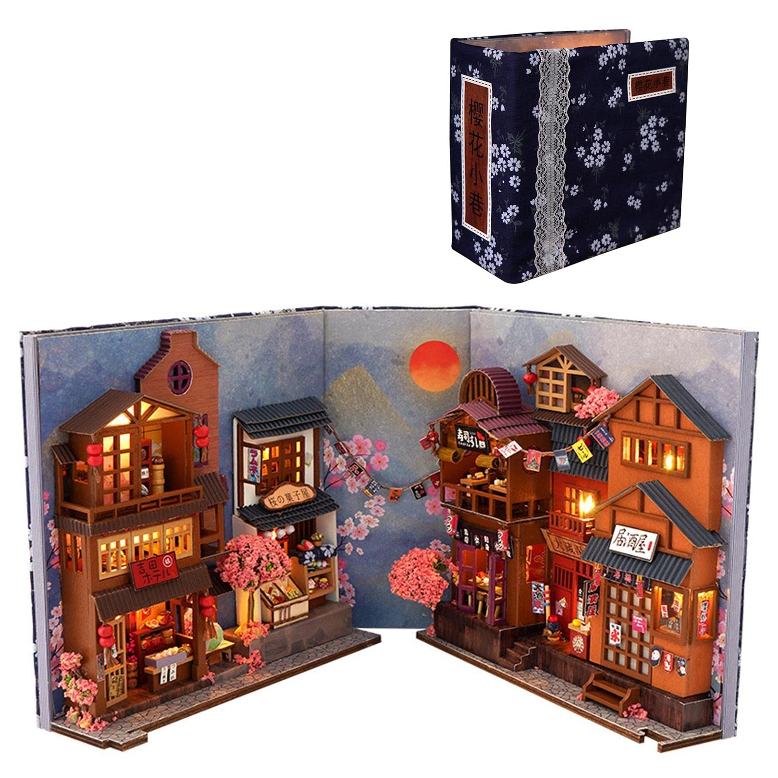 LMXXT Miniature House Book Nook Kit - Cherry Blossom Oake