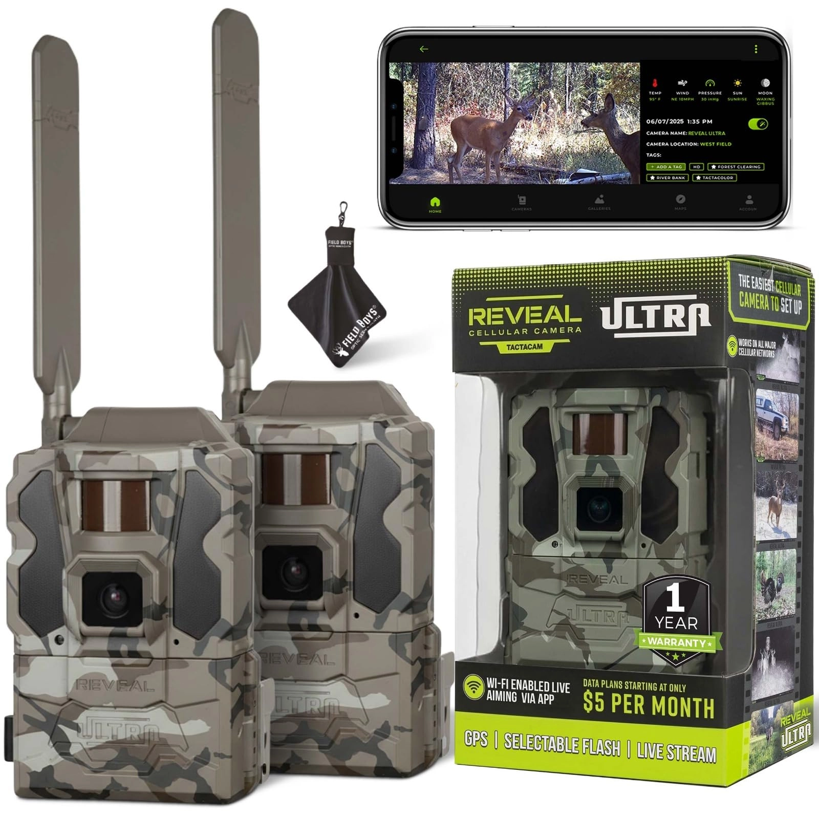 Tactacam Reveal Ultra - 4K 1080P + Microfiber Cleaning Cloth