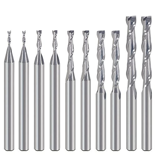 Straight Router Bits Set - 1.0mm 1.5mm 2.0mm 2.5mm 3.175mm 1/8 Inch