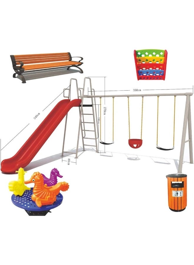 Multi Purpose Kids Outdoor Playing Equipments - 770x320x280cm 2+ Years
