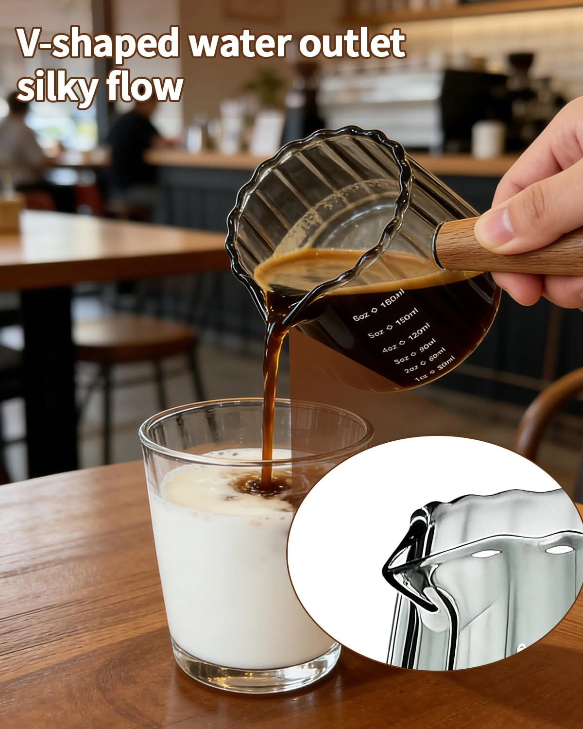 Espresso Measuring Cup - Wood Handle 180 ml