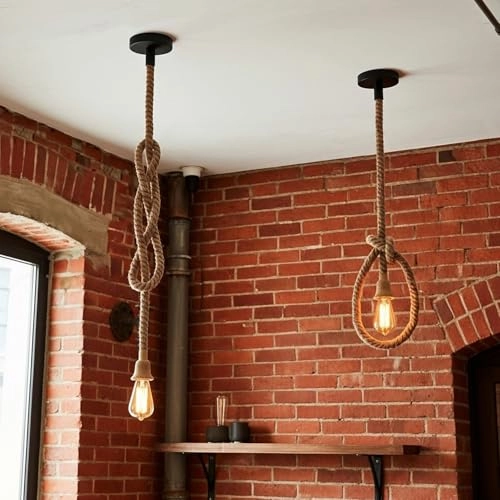 Vintage Hemp Rope Chandelier - 1 Light E27