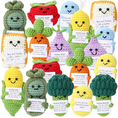 Fruits Vegetables Emotional Dolls - 18 Pcs Crochet Multiple Colors