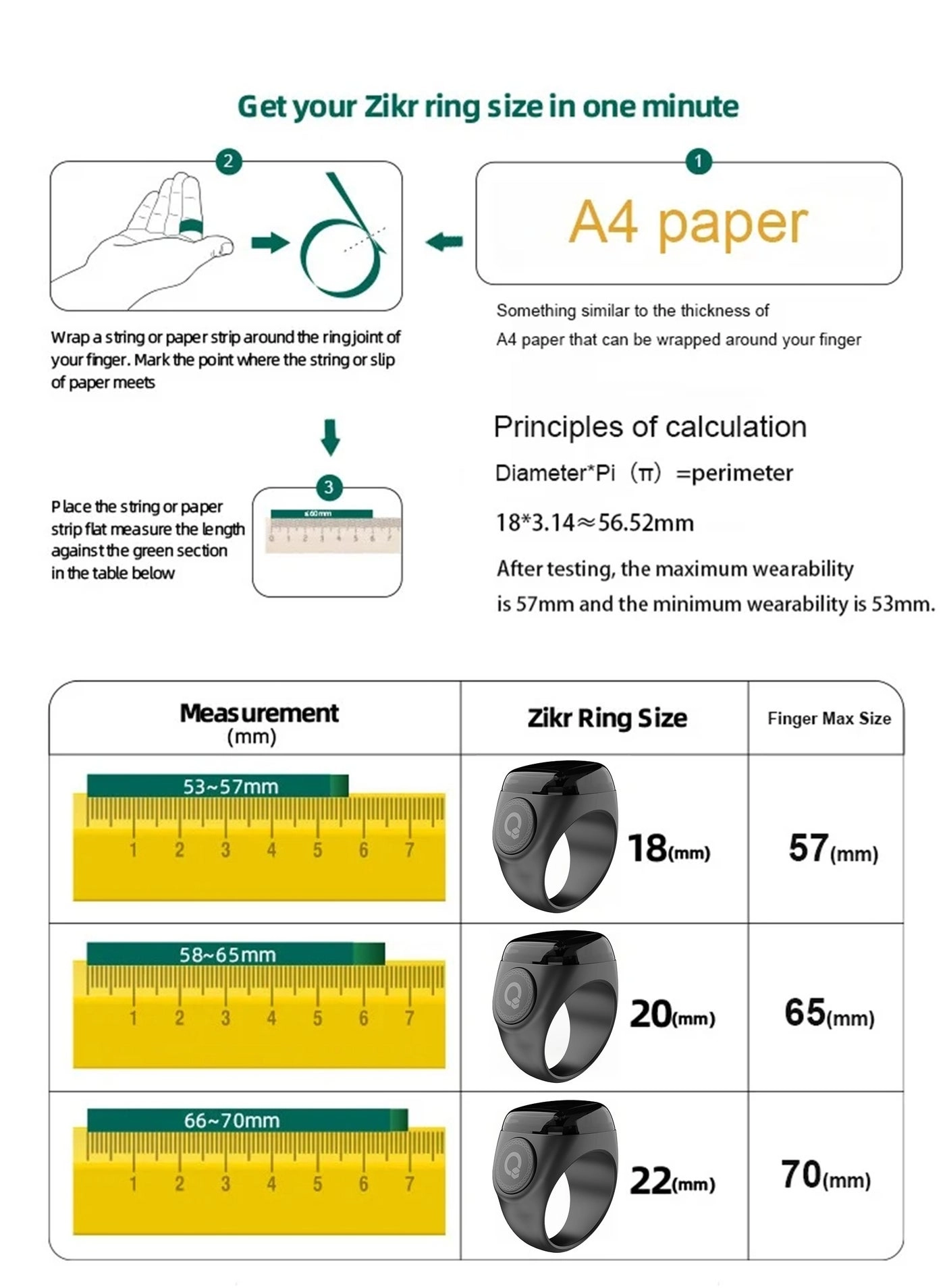 Zikr Ring 1st Gen - Vibration Reminder Tasbih Counter Bluetooth Connection