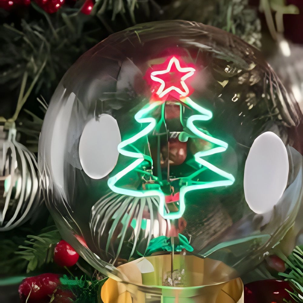 MESSAGE IN THE BULB Xmas Tree - Clear Glass Red & Green 6 Volt