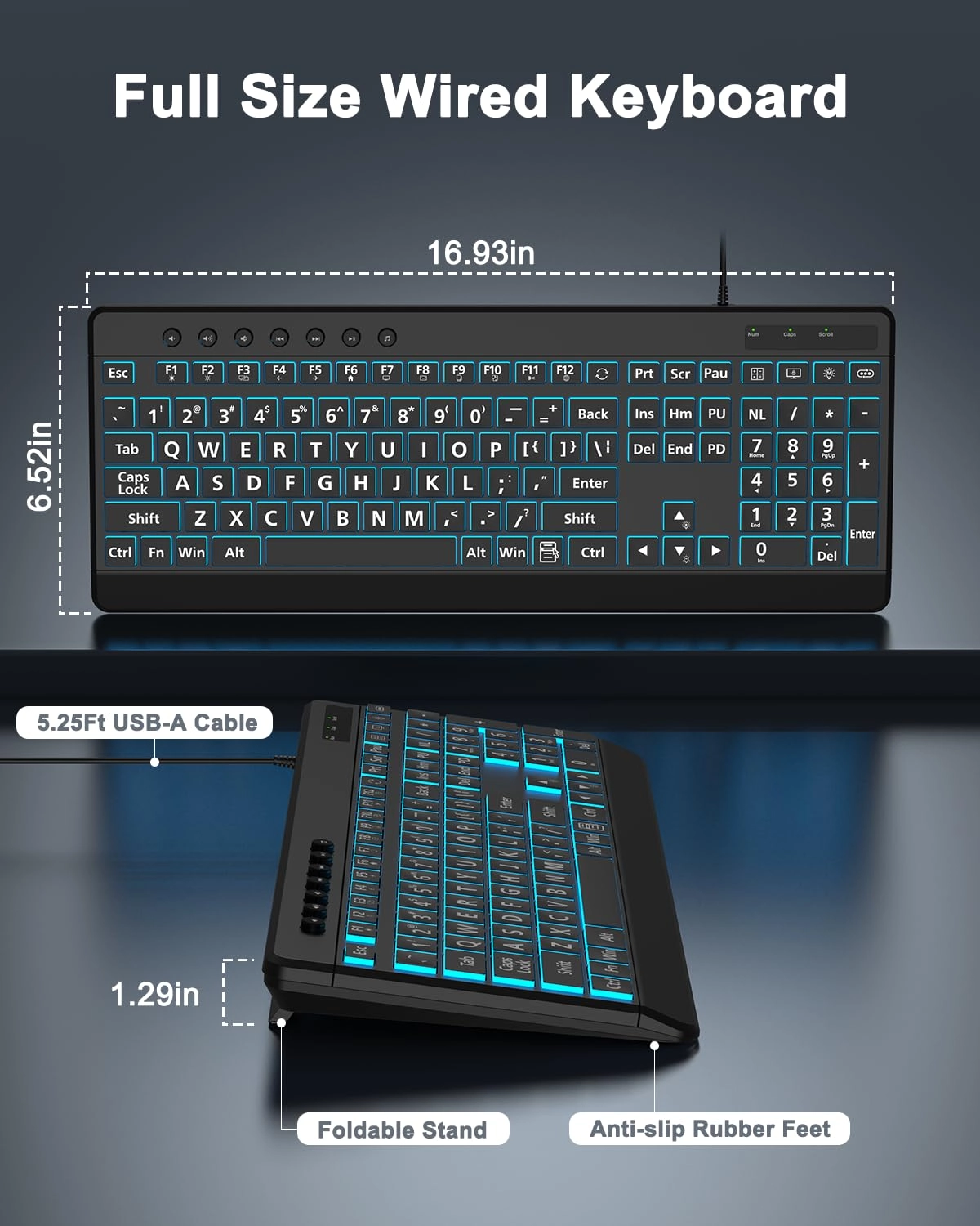 Large Print Backlit Keyboard - US Wired