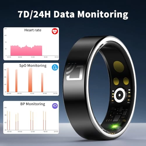 Ceramic Touch Smart Ring - Heart Rate Blood Oxygen 5ATM Waterproof