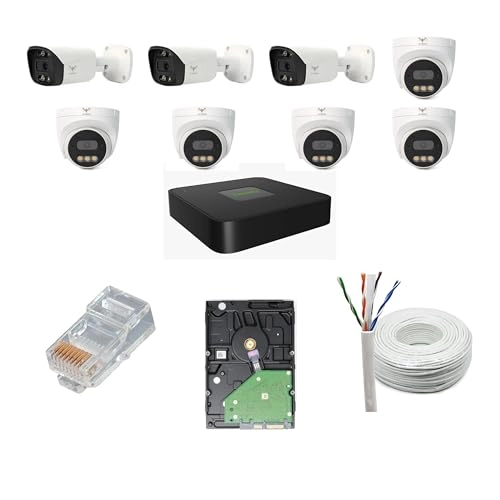 JK Vision Bullet Camera - 5MP + Dome Camera + NVR - 8 channels + Hard Disk - 2000 gigabyte + Cat6 Cable + RJ45 Connector