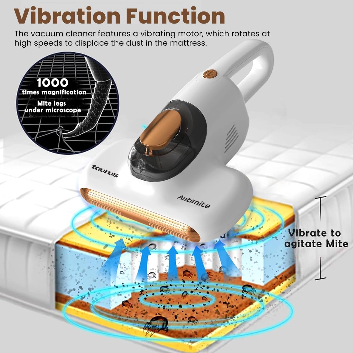 Bed Vacuum Cleaner - 400W 10KPa UV Light