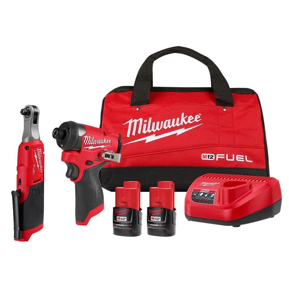 Milwaukee M12 FUEL 3/8" Ratchet - 12V + M12 FUEL 1/4" Impact Driver - 12V