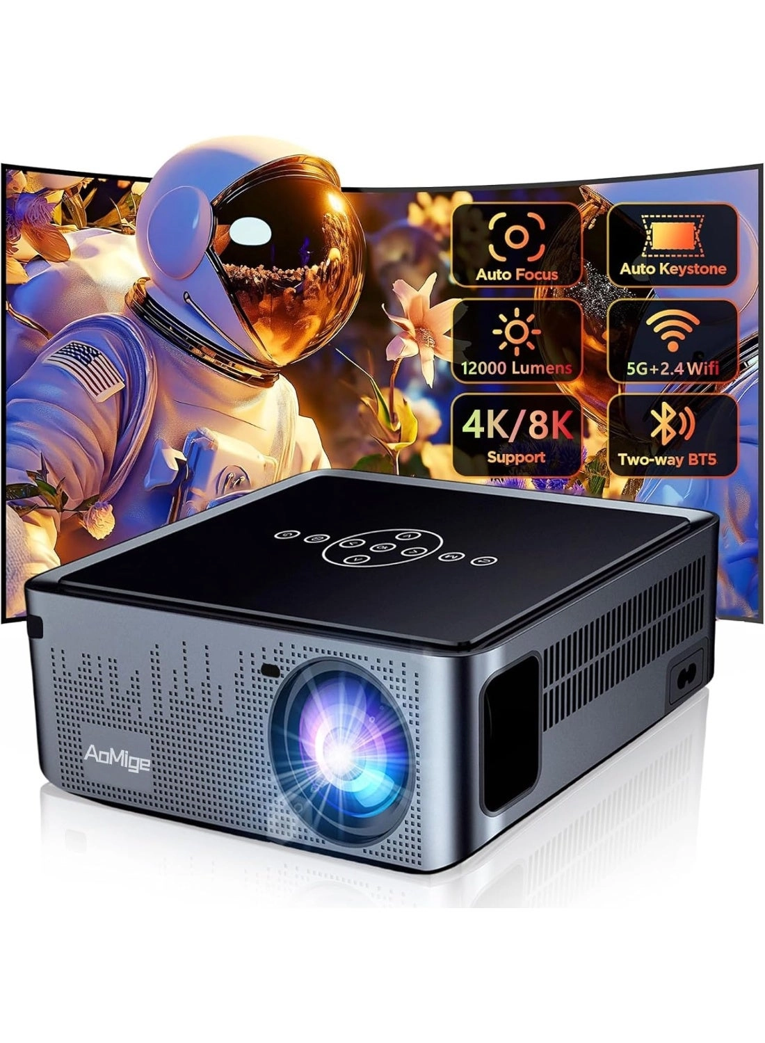 AoMige Smart Projector 12000 lumens 1920 x 1080