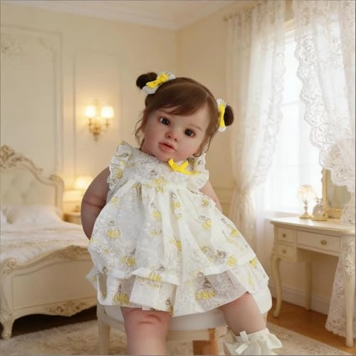 Pippa Reborn Baby Doll - 26 inch Cotton Vinyl Hand-rooted Curly Hair Ages 3+