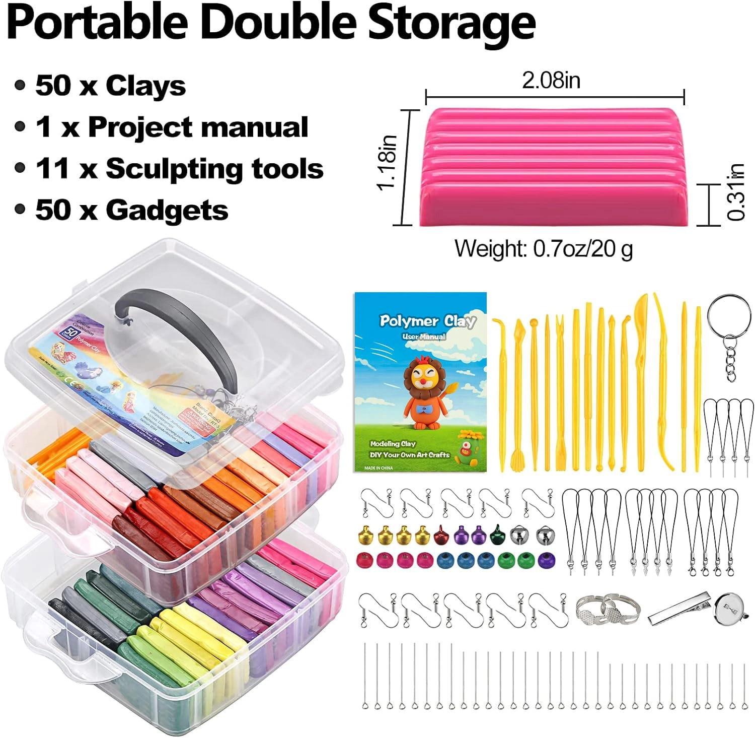 Polymer Clay Starter kit - Non-toxic 1.27 Kg 50pcs.