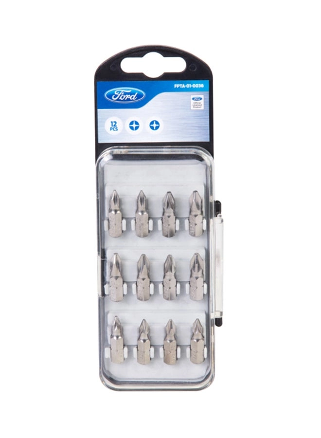 Ford Screw Driving Bits - 12-Piece Silver