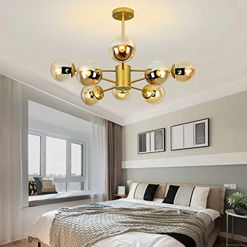 Semi Flush Mount Ceiling Light - Gold and glass E27