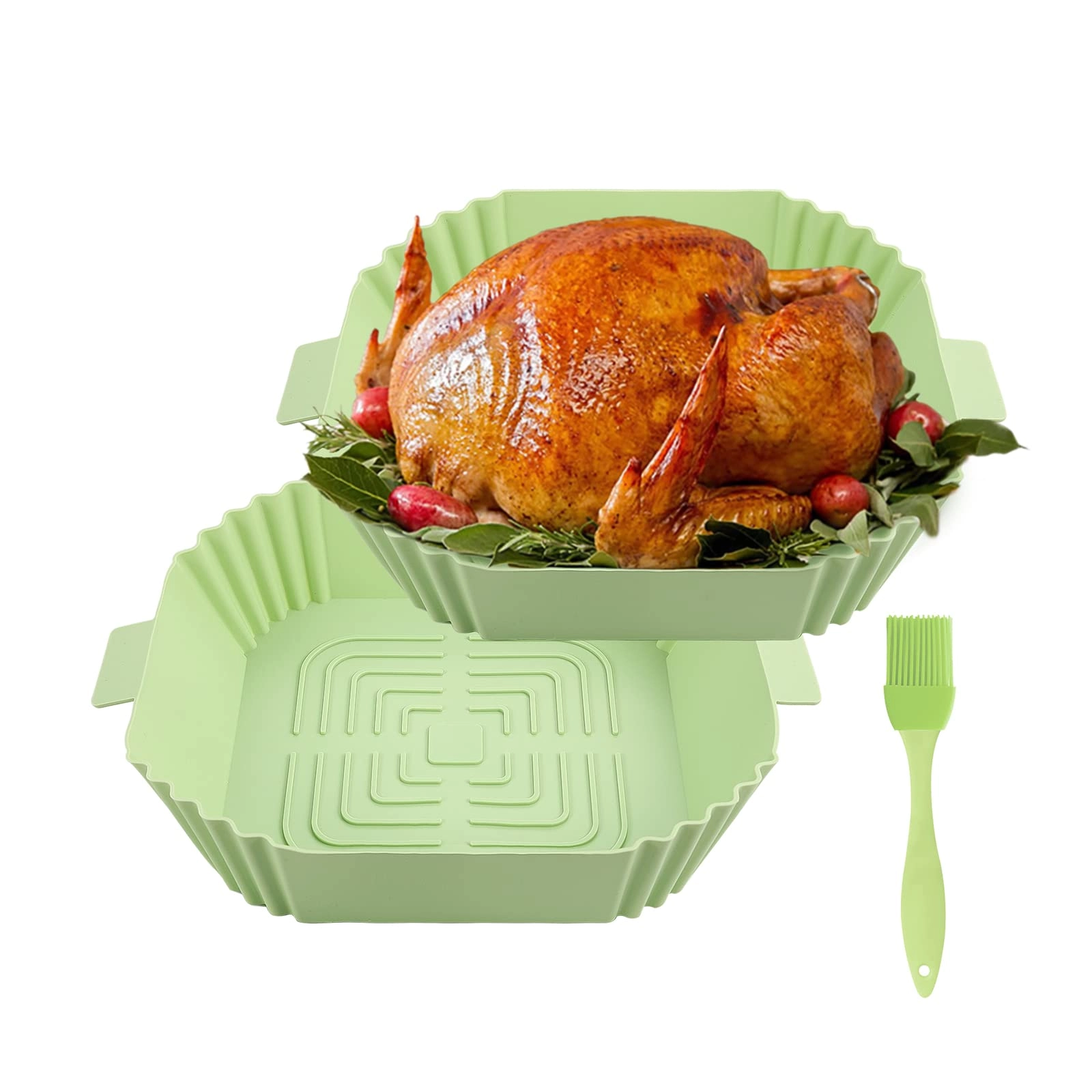 TOKIISHE Silicone Air Fryer Liners - 7.8Inches 2 Pcs Silicone Brush