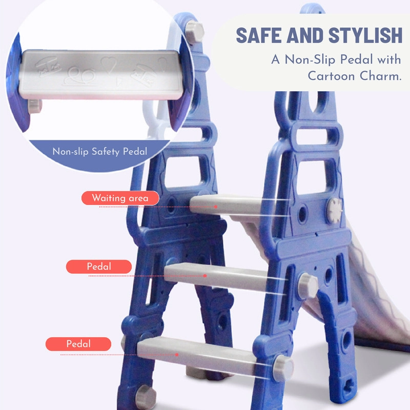 3-In-1 Slide & Swing Set - Blue/Grey Suitable for 3 years & above