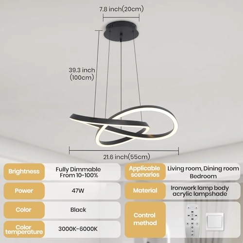 Modern LED Chandelier - Up to 100cm adjustable
