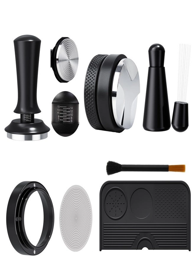 ENLOY Espresso Tamper - 54mm + Coffee Distributor + WDT Tool - Stainless Steel Needles + Tamping Mat - Food Grade Silicone + Dosing Funnel + Cleaning Brush + Puck Screen