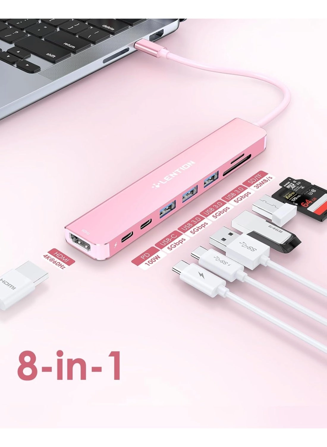 CB-CE18s - 8-in-1 USB-C Hub 4K@60Hz HDMI 100W PD