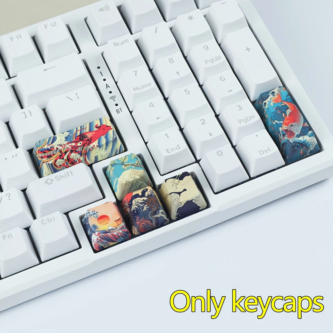 Generic Coral Sea Theme Keycaps - 8-piece Yellow Octopus OEM PBT