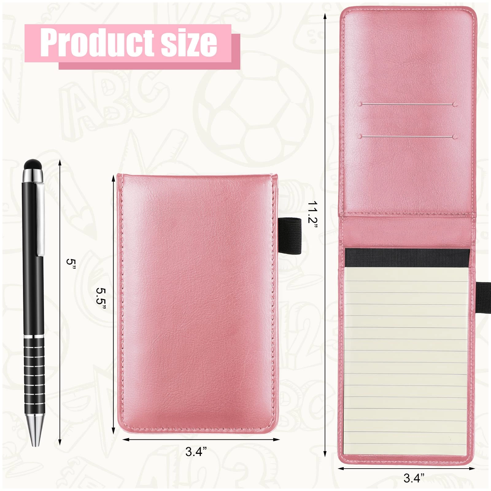 Mini Pocket Notepad Holder - 50 Lined Sheets 10 Pcs