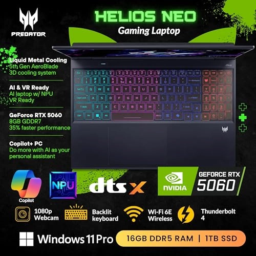 PREDATOR HELIOS NEO 16 AI - 16'' Ultra 9-275HX 16GB DDR5 1TB SSD