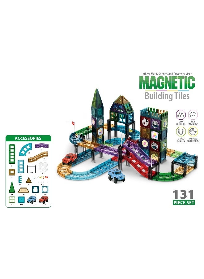 Magnetic Building Tiles Track Set - 131 pcs