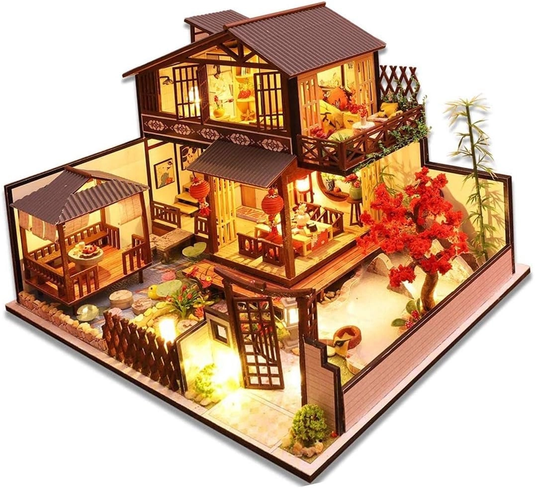 Villa garden DIY house - 42 * 34 * 32cm With music Dust cover