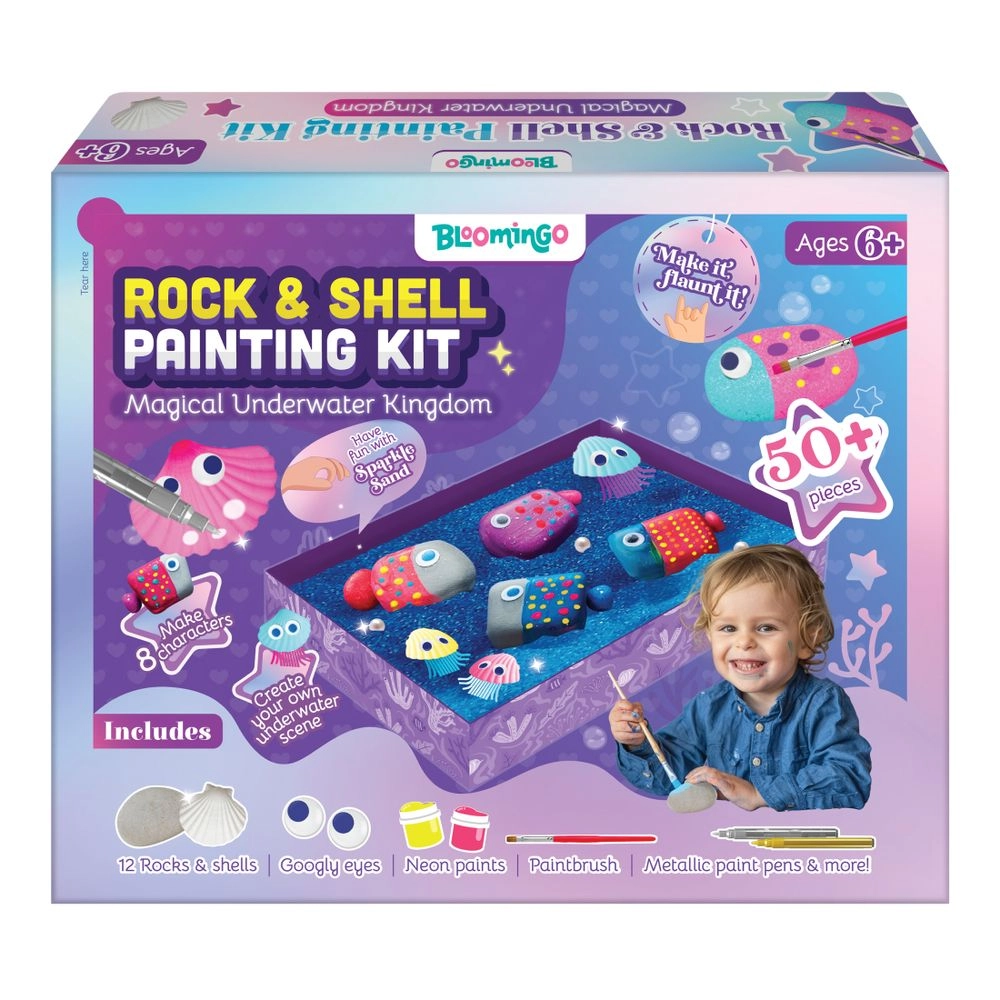 Bloomingo Rock & Shell Painting Kit - 50 Plus Pcs neon paints paint pens
